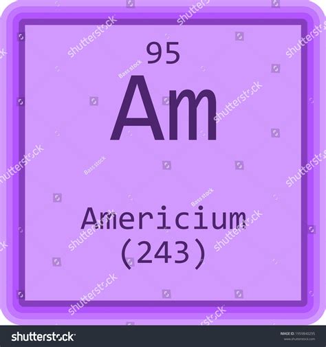 Americium Actinoid Chemical Element Periodic Table Stock Vector