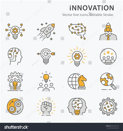 Innovation Icons Such Technology Success Startup Stock Vector (Royalty