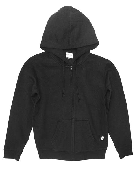 Fungolia Fleece Zip Up Hoodie Plain Black Fungolia