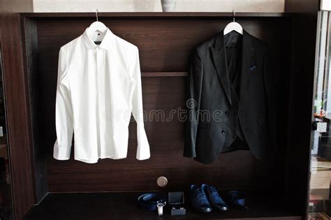 Elegant Men`s Wedding Suit At Groom Morning Stock Photo Image Of