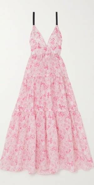 THREE GRACES LONDON Chloe Tiered Floral Print Ramie Voile Maxi Dress