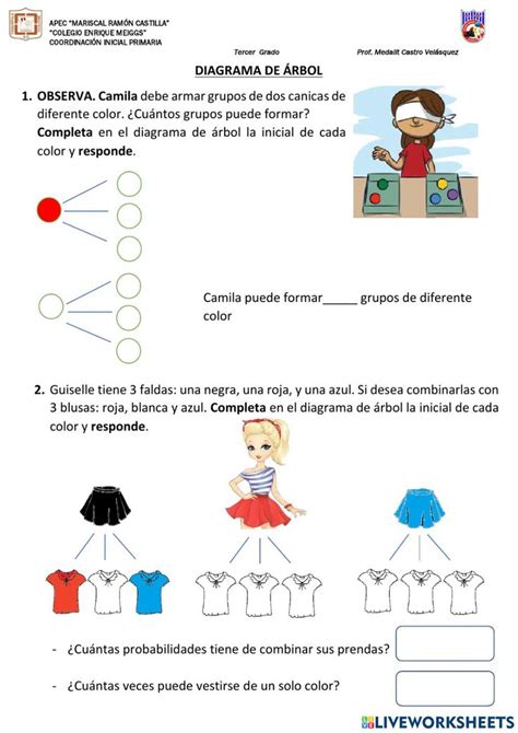 Ficha interactiva de Estadística y probabilidad para Tercero de