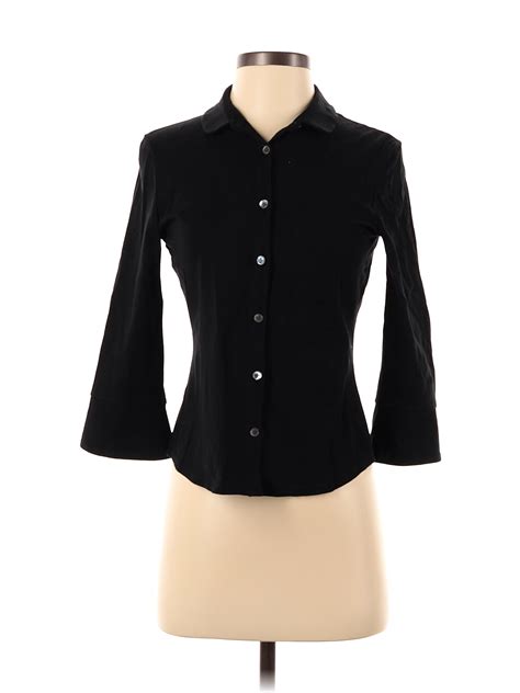 J Jill Solid Black Long Sleeve Button Down Shirt Size Xs 69 Off