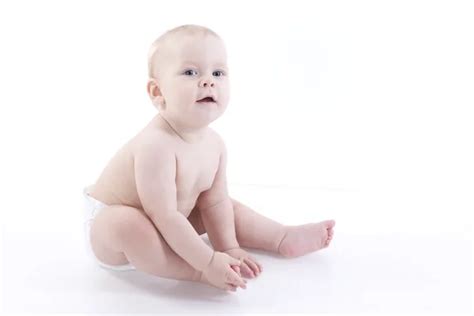 Sitting Naked Baby Stock Photo Purple Queue
