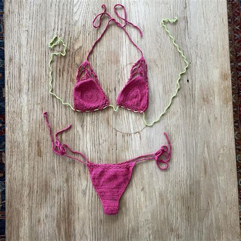 Magenta Hot Pink Crochet Bikini Very Cheeky Depop