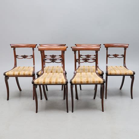 REGENCY STOLAR SEX STYCKEN ROSENTRÄ Möbler Fåtöljer Stolar Auctionet