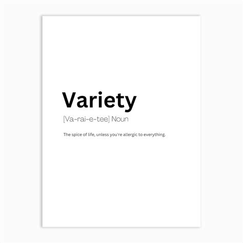 Variety Definition Meaning Art Print by Kaigozen - Fy