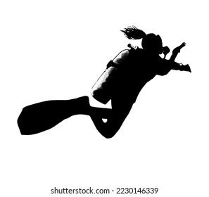 Female Scuba Diver Exploring Torch Stock Illustration 2230146339