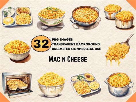 Mac N Cheese Watercolor Clipart Png  Bundle Instant Digital Download