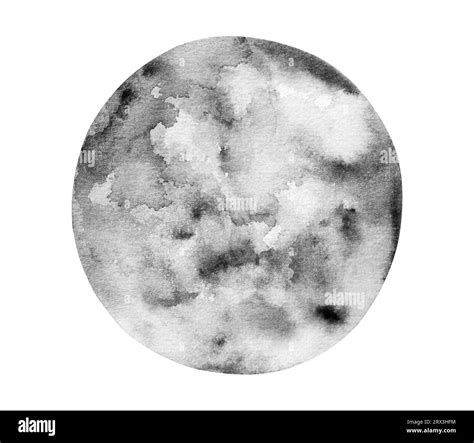 black  white full moon watercolor painting astrology symbol