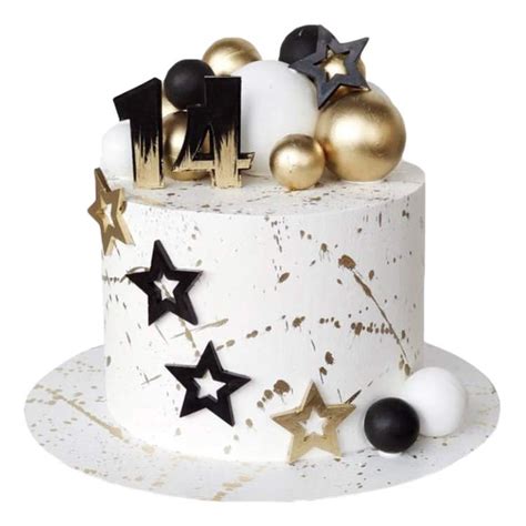 Торт на 14 лет с шарами и звездами | КАРАВАЕВО