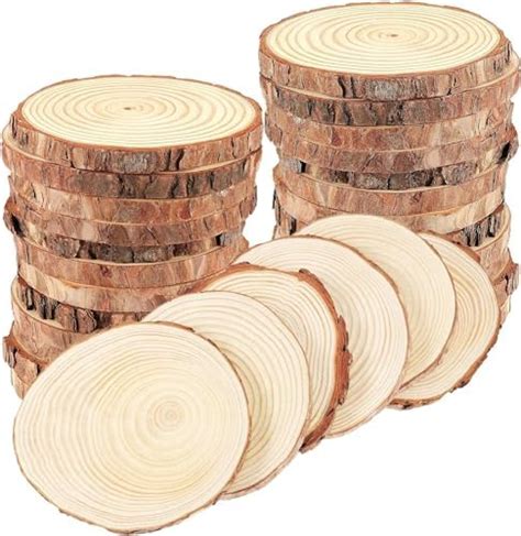 Natural Round Discs Rustic Wood Slices 5 Pcs 7 8 Inch Unfinished Wood