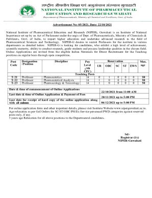 Fillable Online Niperguwahati Ac NIPER JEE Application Form 2024