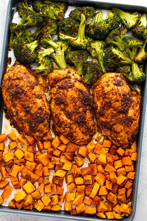 Sheet Pan Roasted Chicken Sweet Potatoes And Broccoli Meal Prep Gimme Delicious Sheet Pan