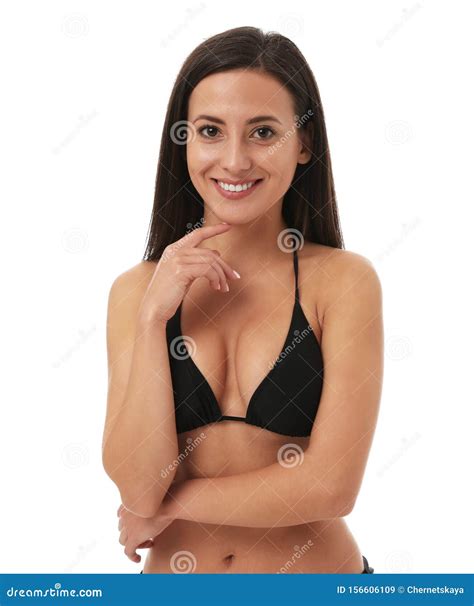 Mujer Muy Sexy Con Cuerpo Delgado En Bikini Negro Elegante Imagen De Archivo Imagen De Playa