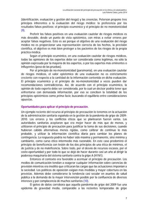 Utilización racional del principio de precaución en clínica y sp