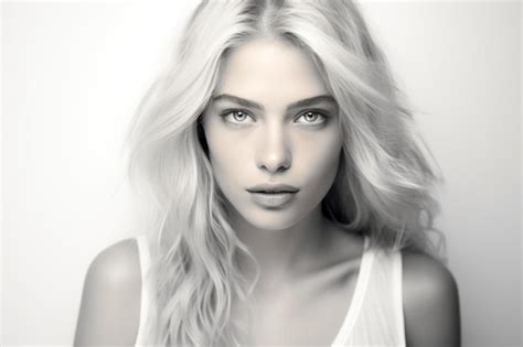 Premium Ai Image High Key Portrait Of Beautiful Blonde Woman Studio Shot