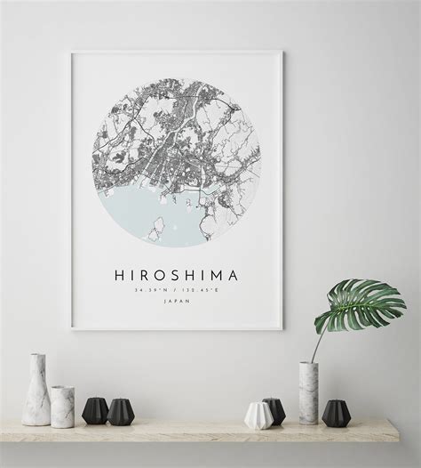 Hiroshima Map Hiroshima Japan City Map Home Town Map - Etsy UK