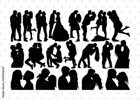 Couple Kissing Silhouette Couple Kissing Svg Wedding Couple Svg