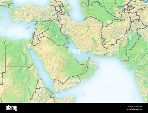 Cercano Oriente Mapa En Relieve Sombreado Fotograf A De Stock Alamy