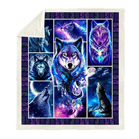 Wolf Blanket Sherpa Throw Blanket For Bed 3d Wolf Printed Quilted