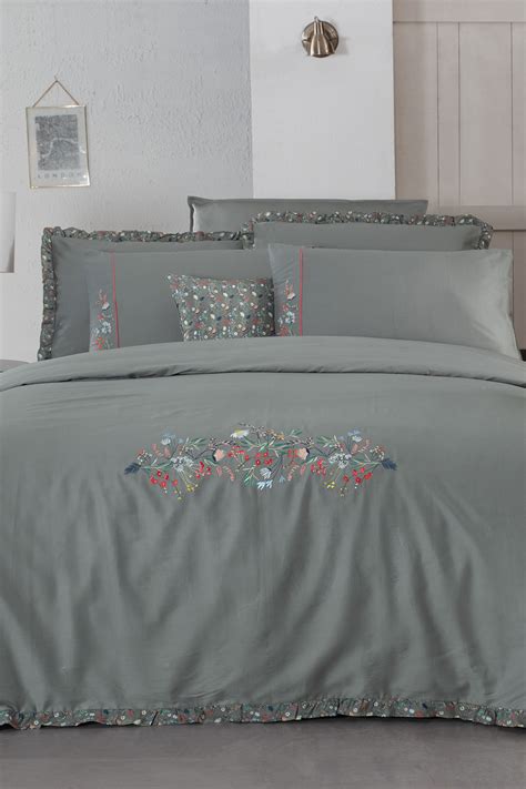 sarev nitra gri king size battal boy  pamuk saten  tc nevresim