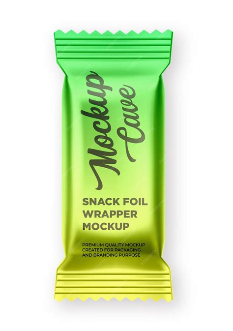 premium psd green package   snack wrapper mockup