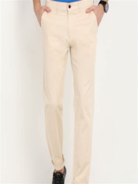 Buy Crocodile Men Cream Coloured Slim Fit Solid Chinos Trousers For Men 6623744 Myntra