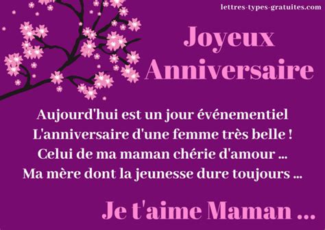 Texte anniversaire maman Beau Message joyeux anniversaire à sa mère