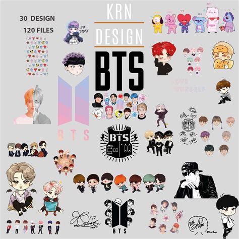 Bts K Pop Music Group Package PNG PDF SVG Files For Cricut Etsy