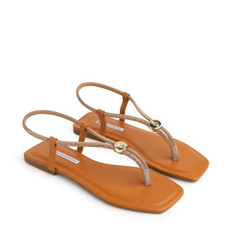 Rasteira Sandália Nude Almond Tira Strass Brilho e Enfeite SDL MENDOZA Nude Almond