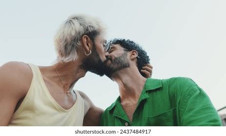 Close Up Gay Couple Hugging Kissing Each Stock Photo Shutterstock