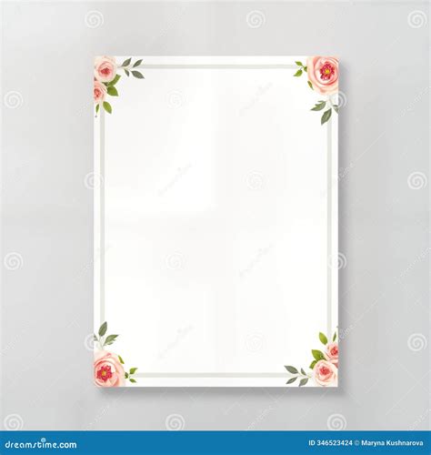 Blank Funeral Flyer Mockup. White Design. Subtle Floral Border. Soft