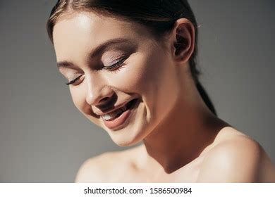Beautiful Naked Smiling Girl Posing Isolated Stock Photo Edit Now