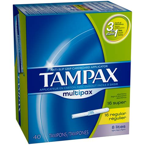 Tampax Multipax Cardboard Applicator Unscented Tampons 40 Count