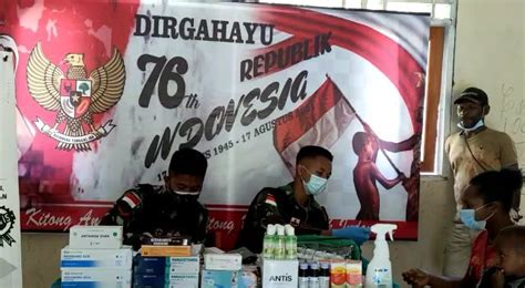 Dalam Rangka HUT Ke 76 RI Satgas Yonif 512 QY Gelar Pengobatan Massal