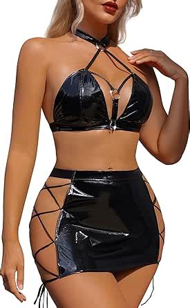Amazon ADSEXY Lingerie Set For Women Leather Bondage Bodysuit Sexy Babydoll Clothing