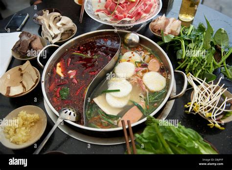 Chongqing Hot Pot In A Restaurant Stock Photo Alamy