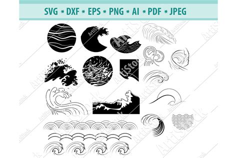 Wave SVG Sea Waves Svg Ocean Waves Svg Sea Dxf Png Eps 424554