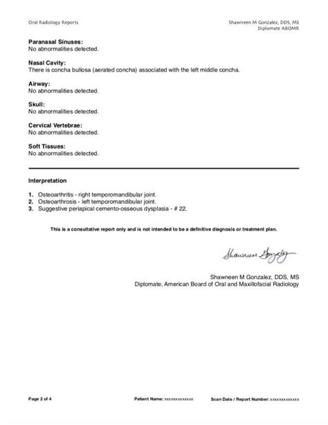 Radiology Report Template S Cbct Sample Page 791x1024 E2 80 Inside