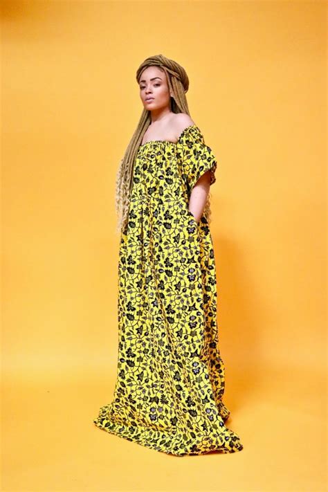 M Ekpo 92 V2 Off Shoulder Maxi African Dress With Side Pocket Mnl