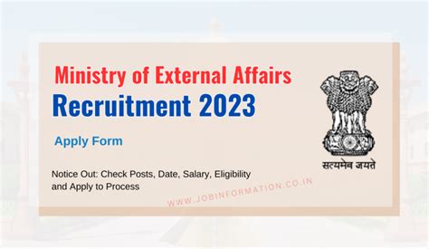 Ministry Of External Affairs Recruitment Notice Out Check Posts