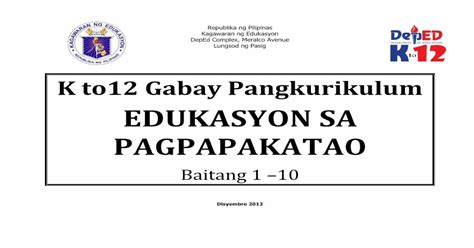 Pdf Edukasyon Sa Pagpapakatao · K To 12 Basic