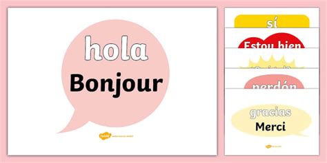 Affiche bilingue du vocabulaire de base Espagnol Français