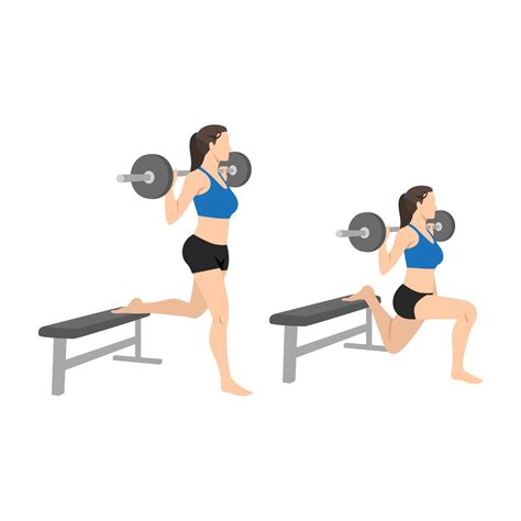 Woman Doing Barbell Bulgarian Split Squat Exercise Flat Vector