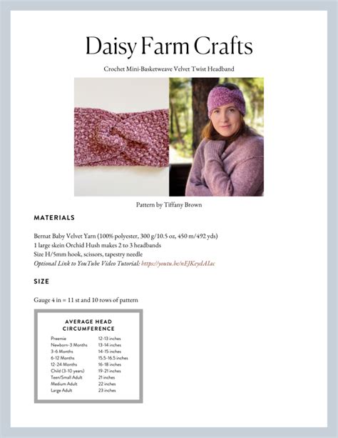 Crochet Mini Basketweave Velvet Twist Headband Daisy Farm Crafts