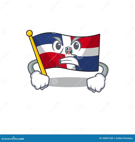 Flag Dominican Republic Cartoon Character Design Having Angry Face