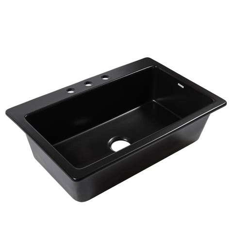 Sinkology Jackson 33 In 3 Hole Drop In Single Bowl Matte Black Fireclay Kitchen Sink Sk411 33fc