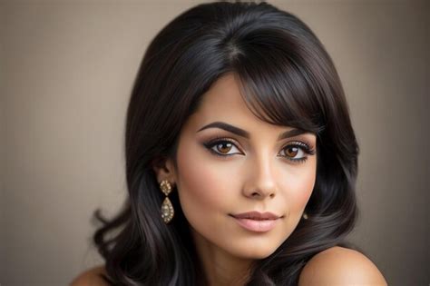 Premium Photo Concept Large Photo Portrait Of A Cute Pretty Brunette Girl With Excellent