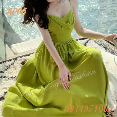V Y Maxi D Y I Bi N M U Xanh B Ch T Th M M Hot Trend Ng C Di P Fashion Shop